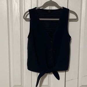 Front tie navy sleeveless top